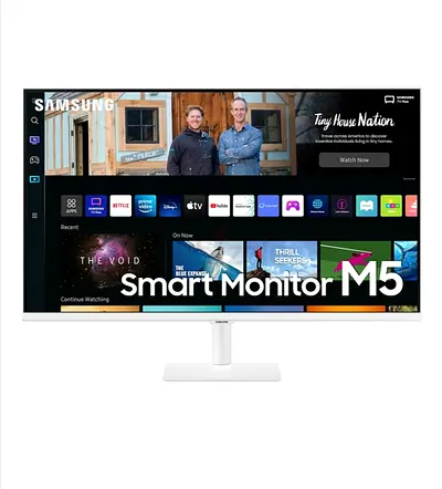 SAMSUNG 32in White Flat Smart Monitor M5 FHD Smart TV