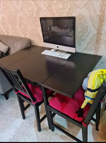 Compact Black Dining or study Table with Chairs