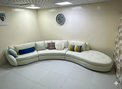 Perfect condition crate and barrel beige color round Sofa