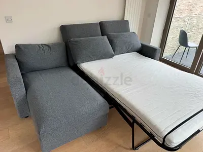 Ikea vimle gunnared dark L shape sofa bed with mattress