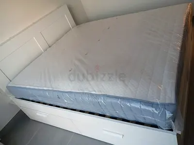 IKEA brimness king size 180×200cm bed with 4 storage drawers underneath, headboard and IKEA  mattres