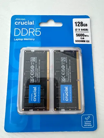 Crucial (64GBx2) 128GB 5600mhz DDR5 Laptop Memory Sodimm