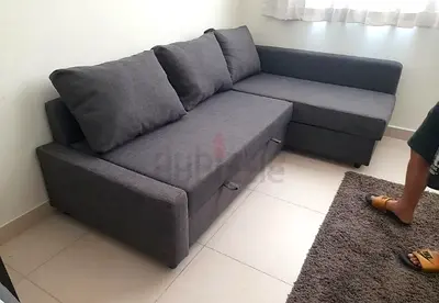 Stylish Grey Corner Sofa with Storage
