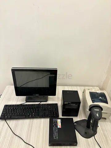 عدة نقاط بيع كاملة (كمبيوتر + شاشة + طابعة + قارئ باركود)