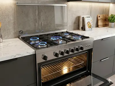 Bompani full gass Gass Cooker 90x60 stove  With 5 Burners Stainless Steel Finish model  90GG5TCIX