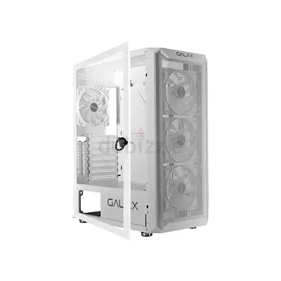White Gaming PC Case with Tempered Glass Side Panel