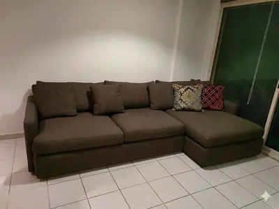 Chocolate Brown crate and barrel lshape sofa