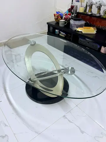 Modern Oval Coffee Table with Unique Base