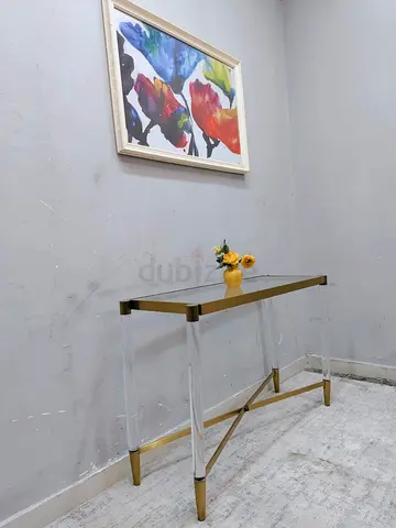 Modern Console Table with Glass Top