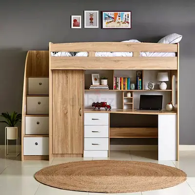Stylish Childrens Loft Bed with Study Area