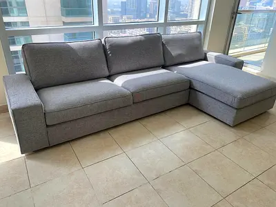 Light grey Ikea kivik lshape sofa