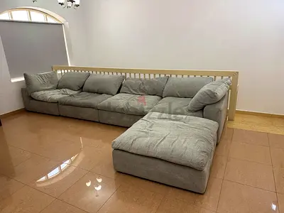 Modular pan home pianca feathers filled sofa with footstool