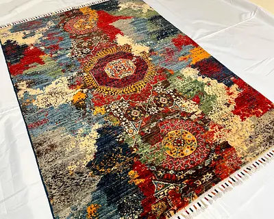 122 x 178 cm - Handmade Mamluk Wool Carpet Fine Quality