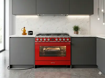 SMEG 6 BURNER TOP GASS OVEN ELECTRIC DUAL FAN COOKING RANGE 90X60 STOVE