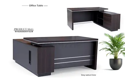 Modern Office Table in Grey Walnut