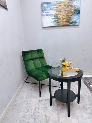 Modern Green Accent Chair and Side Table Set