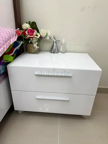 Modern White Storage Cabinet bed side table - set of 2 tables