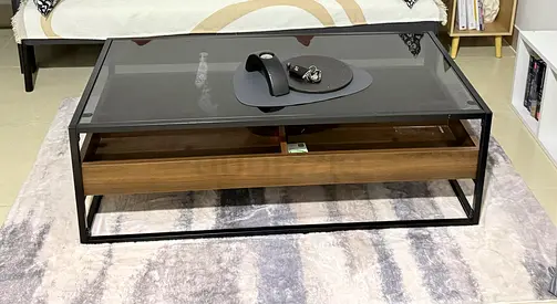Stylish Glass-Top Coffee Table with 4 compartment Storage