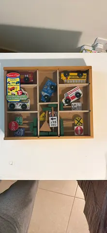 Melissa and Doug wood vehicles and traffic signs