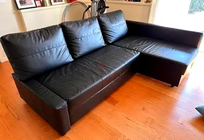 Modern Black Leather Sofa-bed