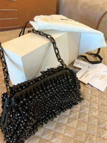 Self portrait black crystal dress bag