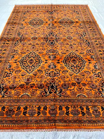 3x2m Handmade Orange Bokhara Belgic Wool Carpet
