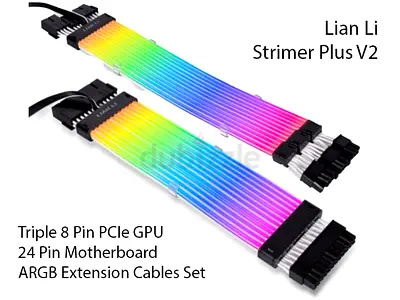 Lian Li Strimer Plus V2 Extension Cables Triple 8+8+8 PCIe GPU  24 Pin Motherboard with Controller