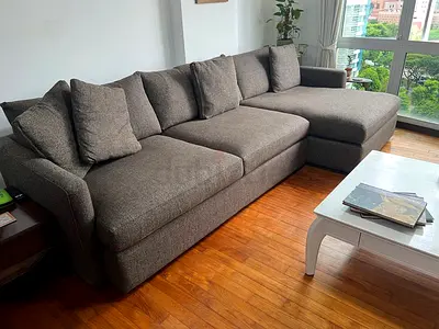 Chocolate brown Deep crate and barrel lshape sofa