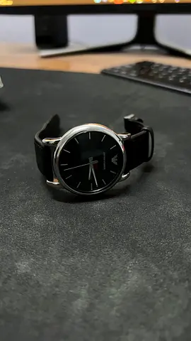 emporio armani Black Leather Strap Watch - with box