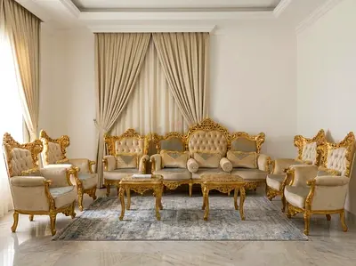 10 Piece Luxury Classic majlis sofa + 2 marble tables