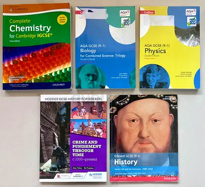 GCSE Text Books (Chemistry, Biology, Physics, History)