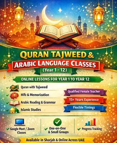 Online or face to face Quran Tajweed and Arabic language(Year 1 to 12) Classes