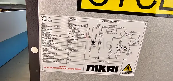 Nikai Refrigerator/Freezer Model NRF 4373