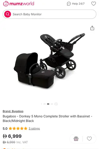 Bugbaboo Donkey 5 Mono Complete Stroller - Black color with extra 2 new fabrics if you have twins.