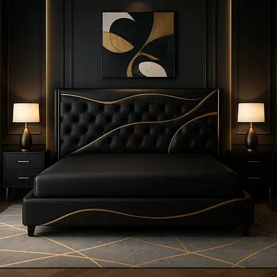 Modern black 200*200 super king size bed