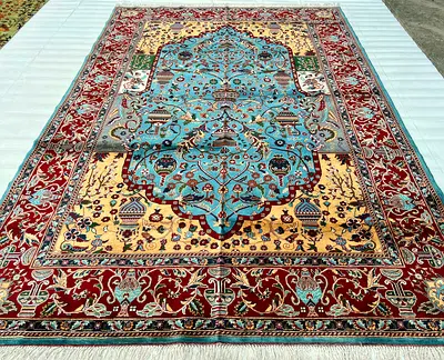 3x2 meters Handmade Persian Design Zeer Khaki Wool Carpet