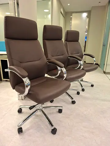Leather Office Chairs with Adjustable Height  Tilt – Chrome Base