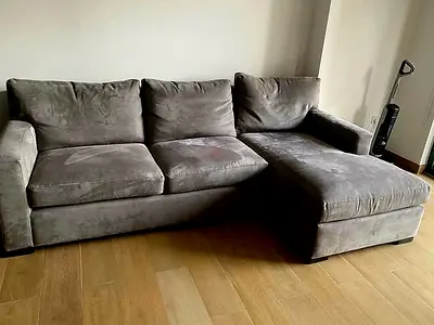 Crate and Barrel axis feather filled sectional sofa