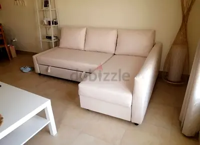 Stylish L-Shaped Sofa in Soft Beige