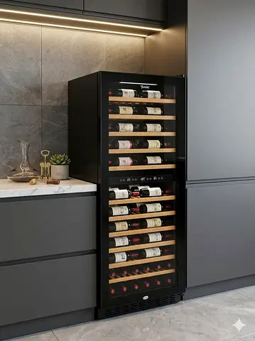 TERIM latest model 126 bottle wine fridge dual temperature wooden shelves freestanding