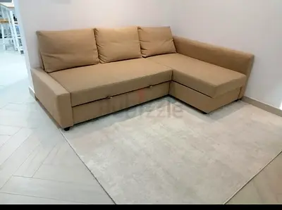 Stylish Beige L-Shaped Sofa with Storage