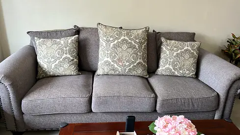 Comfortable 3 and 2-Seater Sofa with Elegant Cushions available from 15th april