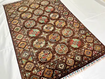 122 x 188 cm - Handmade Ersari Wool Fine Carpet Double Knot