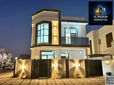 Luxury villa for sale in Al Zahia | Corner villa on two streets opposite a park | 5 master bedrooms, price negotiable. A luxurious villa with a modern