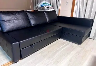 Modern Black Leather Sectional Sofa