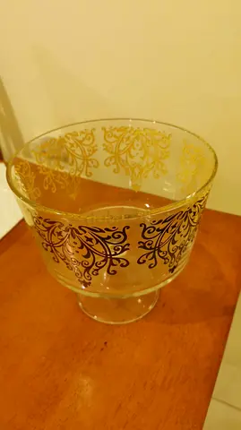 Vintage Italian Glass Pudding Bowl | Gold-plated | Musaffah