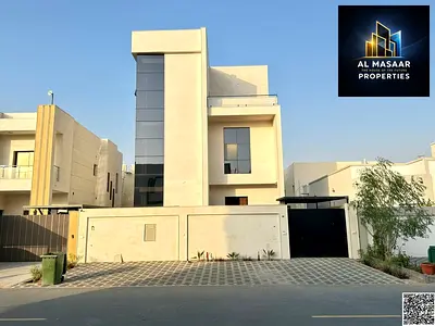Modern villa for sale in Al Zahiyah, Ajman | 5 bedrooms with a roof terrace, super deluxe finishing, freehold ownership for all nationalities