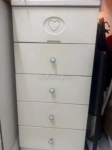 White Baby Dresser with Heart Design