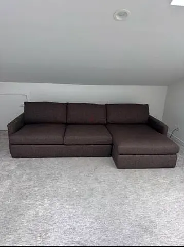 Brown colour Cratebarrel lounge deep L shape sofa