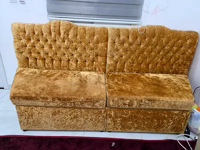 Vintage Golden Velvet Sofa Bed